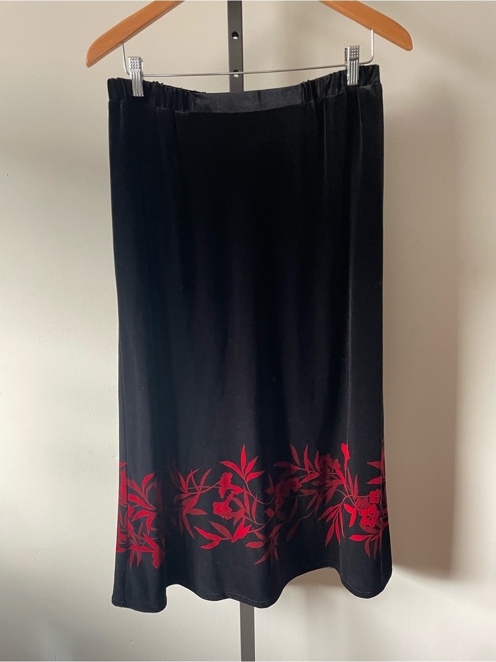 NWT 90s Y2K Vintage Tanjay Velvet Velour Whimsigoth Midi Skirt Size 12